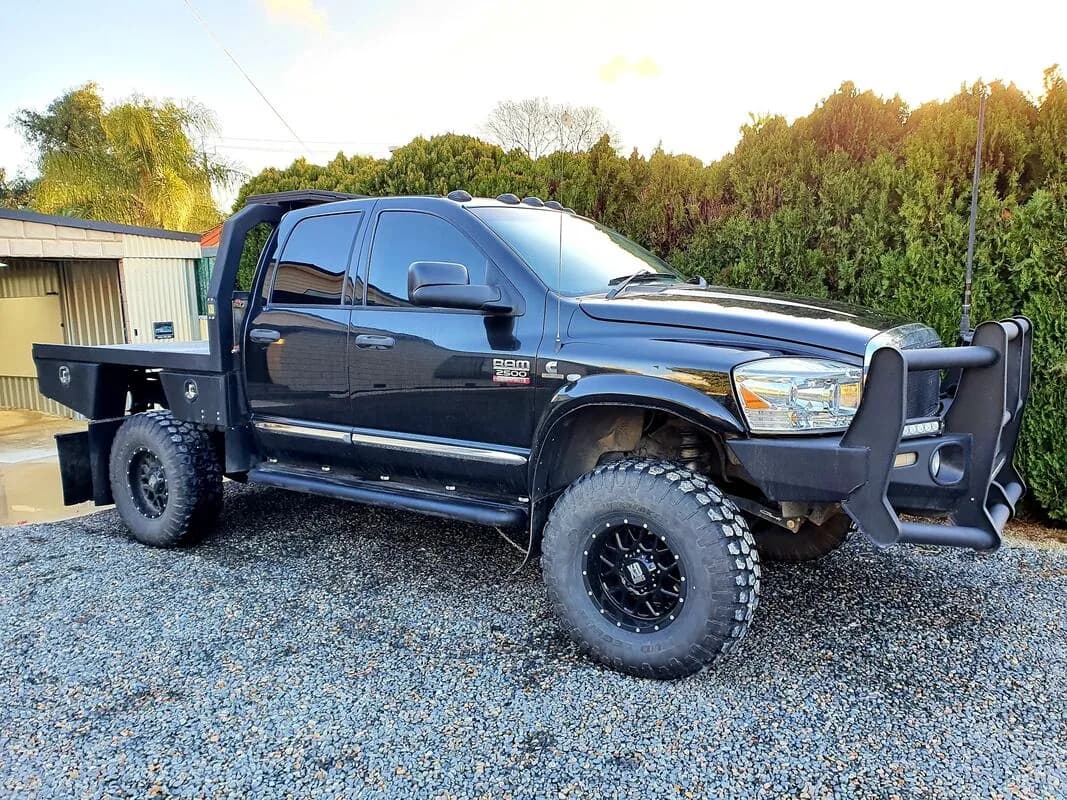 Black RAM pickup with a bull bar and window tint by Pro Tint Adelaide